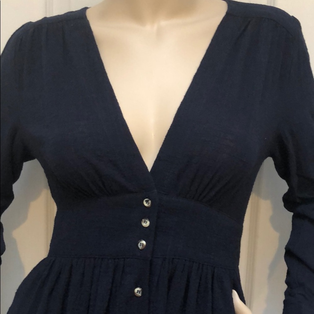 NAVY BUTTON DOWN DRESS - Picture 6 of 8